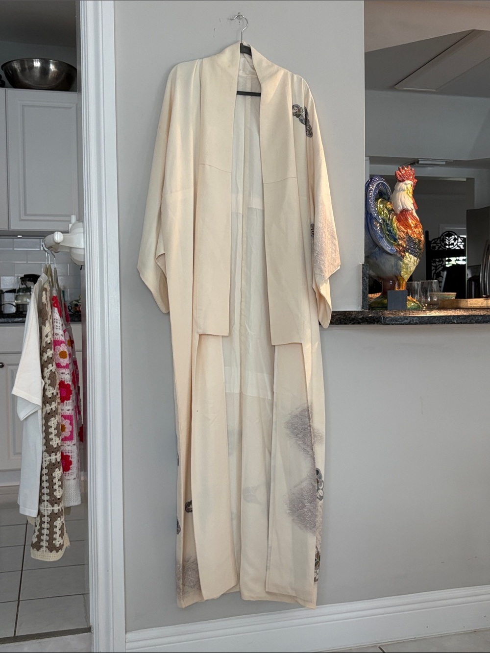 Vintage Silk And Crepe Di Sheen Long Kimono Coat - image 1